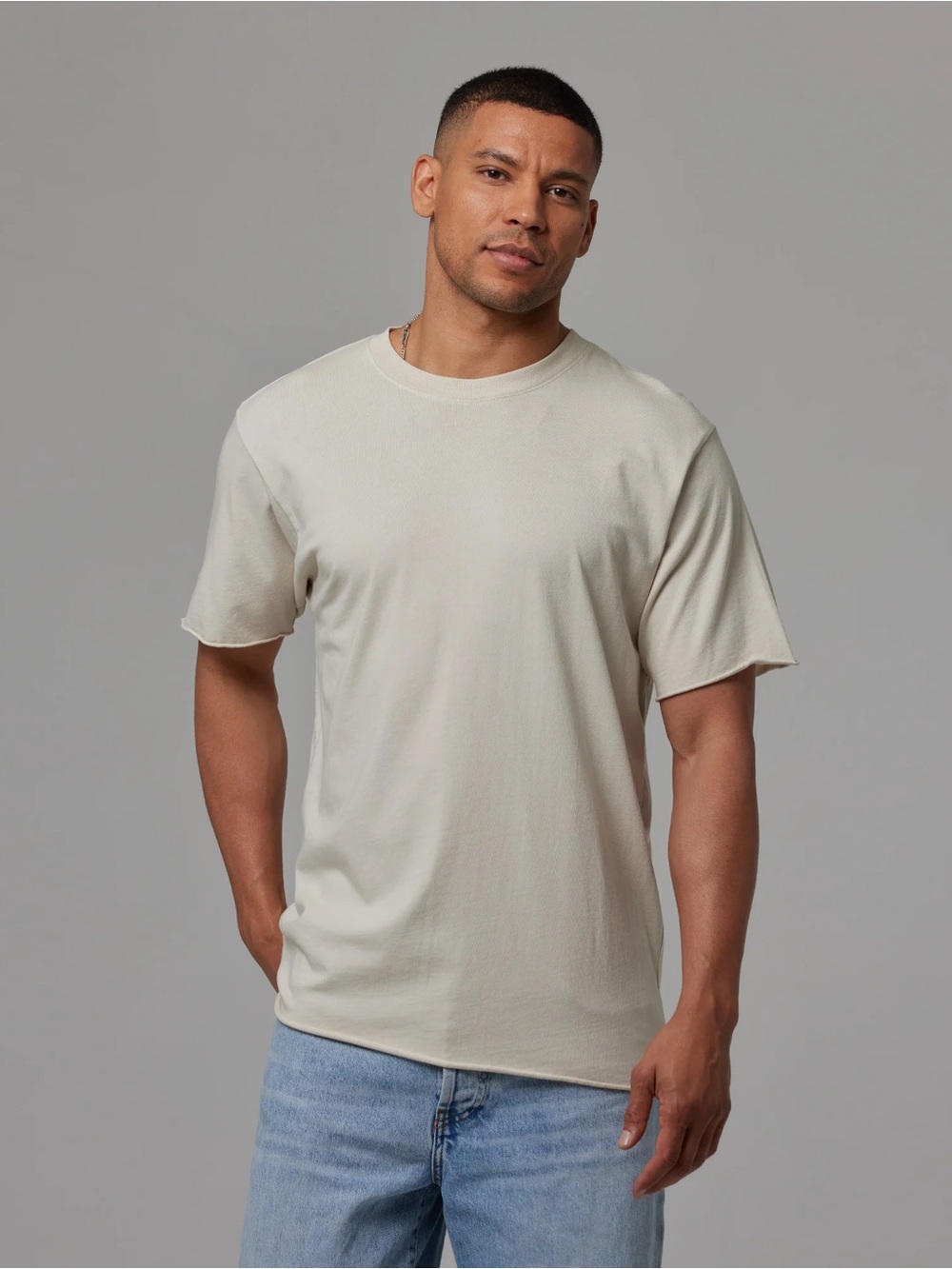 Talentless Men’s Roller Tee Shirt Size XL Bone Mid weight Raw Hem